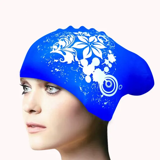 Gorro de baño de silicona personalizado para niñas con cabello largo