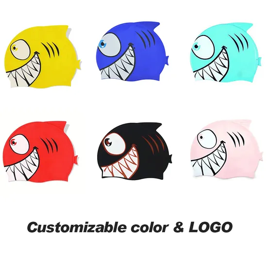 Gorro de baño de silicona impermeable para niños, gorro de baño con dibujos de animales.