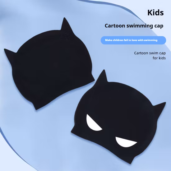 Gorros de natación de silicona pura, personalizados, de alta elasticidad, con diseño de dibujos animados y orejas, para niños y mujeres.