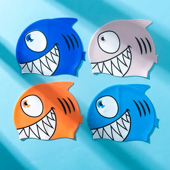 Gorro de natación de silicona con logotipo OEM impreso, estilo a color, para niños y adultos.