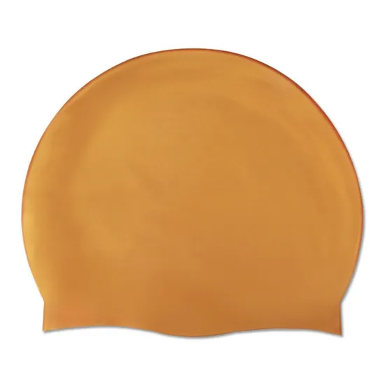 Gorro de natación de silicona personalizado con impresión de alta elasticidad para competición.